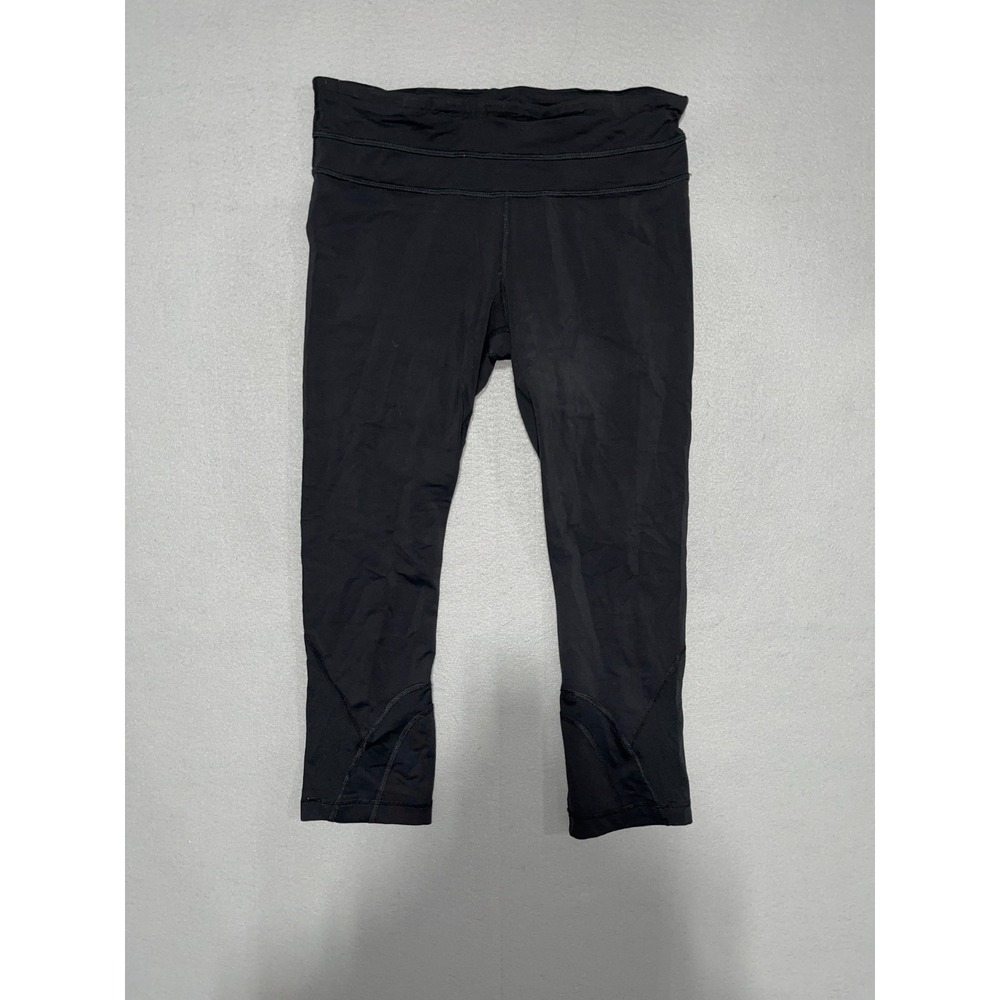 Lululemon Run Inspire Crop II Leggings Womens 6 Black Sweat Wicking Training
